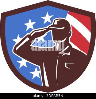 Illustration of an american soldier serviceman silhouette saluting set ...