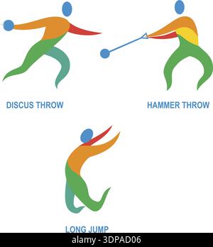 Discus Throw Playing Athletics Illustration with Throwing a Wooden ...