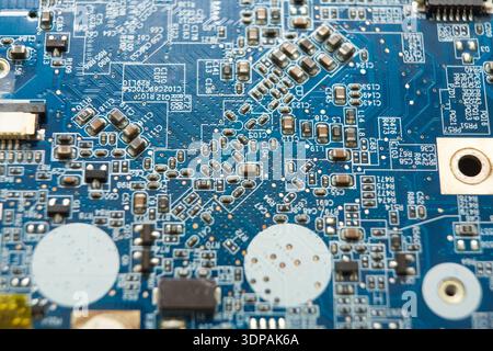 Laptop motherboard microcircuit, close up Stock Photo