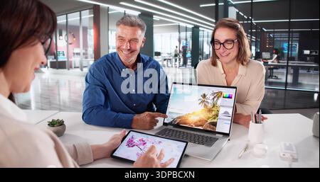 Creative Design: Artist And Photographer Using Computer For Web Graphic Stock Photo
