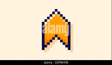 Yellow pixel art Y2K arrow pointing upwards. Stock Vector