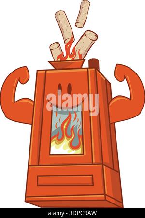 Wood pellet stove cartoon. vector illustration Stock Vector