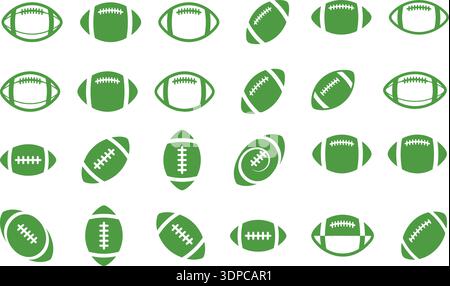 Set of green football icons with symbols for web and business design Stock Vector