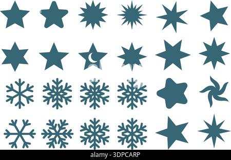 Seamless blue star and snowflake pattern vector design for winter holiday decoration Stock Vector
