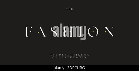 Fashion Stencil Font Logo Alphabet Vector Letter Set Modern Typography, Minimal Luxury Typographic Design for Title Text, Poster Headline, Logotype Stock Vector