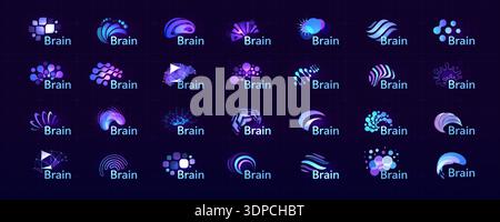 Brain Logo Icon Smart Digital Transformation Symbol AI Artificial Intelligence Computer Neural Science Research Technology. Abstract Creative Future Stock Vector