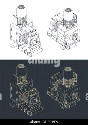 Electric motor stylized isometric vector illustrations Stock Vector ...