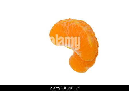 Two mandarin segments isolated on white background Stock Photo