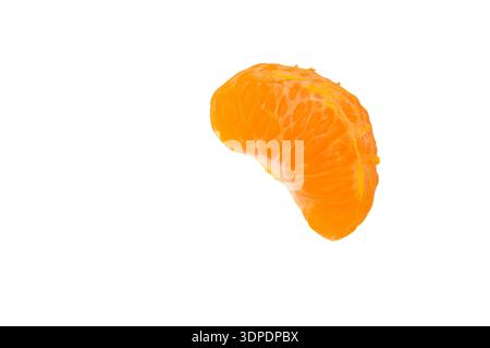 Single mandarin segment isolated on white background Stock Photo