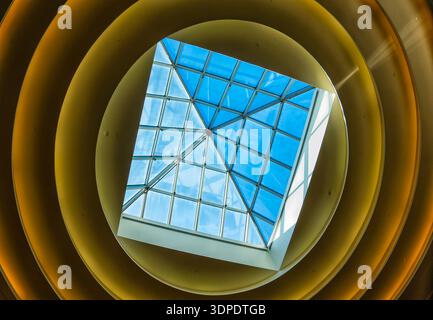 Looking up a skylight in the ceiling Stock Photo