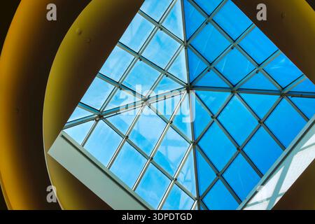 Looking up a skylight in the ceiling Stock Photo