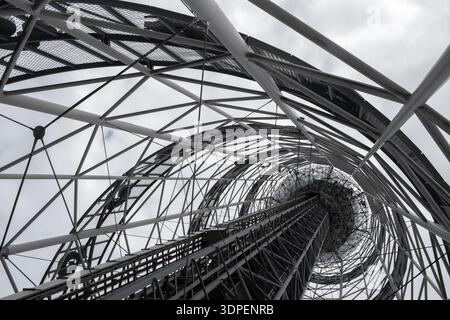 Modern steel observation tower structure viewed from below Stock Photo