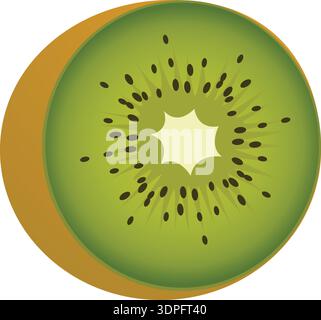 Kiwi Fruits, Green fruits, Kiwi slices, fruits illustration, Ripe Kiwi, whole Kiwi Stock Vector