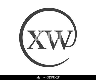 XW logo from two letter with circle shape email sign style. X and W round logotype of business company for brand identity. Stock Vector