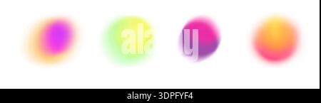 Set of colorful gradient circle and shapes. Blob elements set. Gradient round blur, pink, green, purpuren violet shapes.  Stock Vector