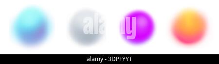 Set of colorful gradient circle and shapes. Blob elements set. Gradient round blur, pink, green, purpuren violet shapes.  Stock Vector