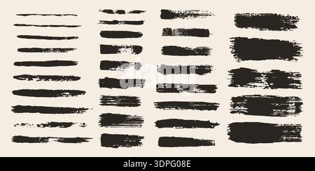 Gouache Paint Brush Strokes Set Stock Vector