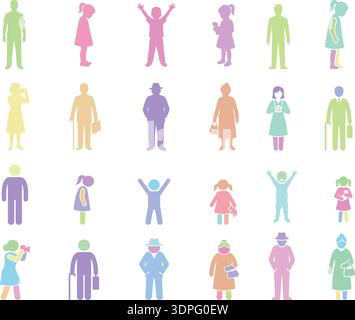 Vector illustration of a family icon set showing parents, children and people silhouettes as simple business and love symbols Stock Vector