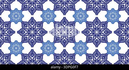 Elegant blue mandala seamless pattern design. Perfect for backgrounds and wallpaper designs Stock Vector
