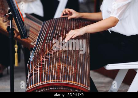 Kayagum String Instruments Korea Kayagum korean Zither Stock Photo - Alamy
