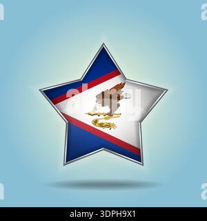 American Samoa flag star glossy. Isolated on color gradient background Stock Vector