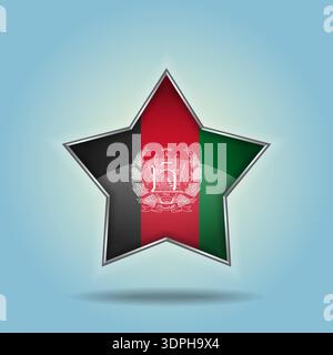 Afghanistan flag star glossy. Isolated on color gradient background Stock Vector