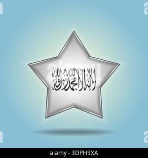 Afghanistan flag star glossy. Isolated on color gradient background Stock Vector