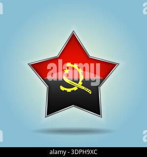 Angola flag star glossy. Isolated on color gradient background Stock Vector