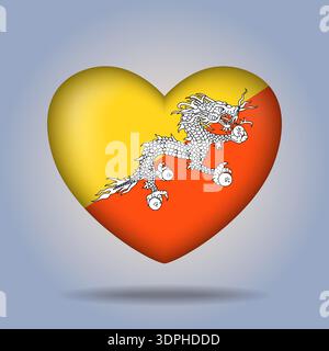 Bhutan flag heart button Isolated on color gradient background Stock Vector