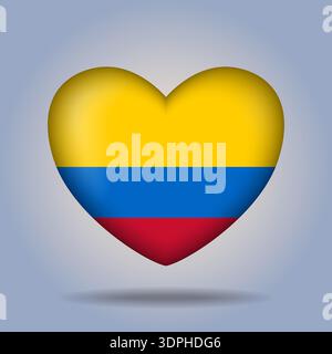 Colombia flag heart button Isolated on color gradient background Stock Vector