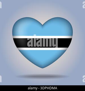 Botswana flag heart button Isolated on color gradient background Stock Vector