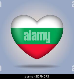 Bulgaria flag heart button Isolated on color gradient background Stock Vector
