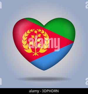 Eritrea flag heart button Isolated on color gradient background Stock Vector