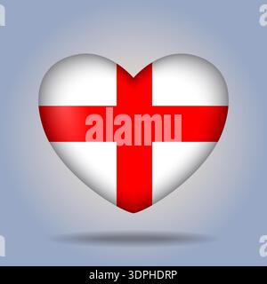 England flag heart button Isolated on color gradient background Stock Vector