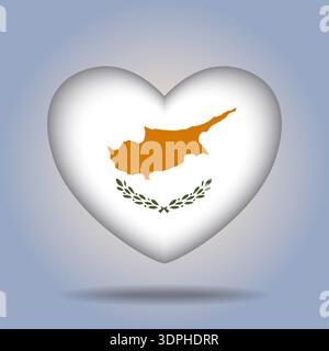 Cyprus flag heart button Isolated on color gradient background Stock Vector