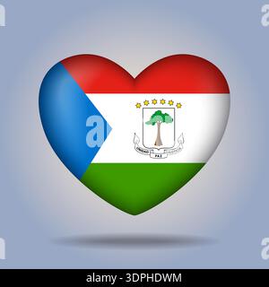 Equatorial Guinea flag heart button Isolated on color gradient background Stock Vector