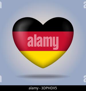 Germany flag heart button Isolated on color gradient background Stock Vector