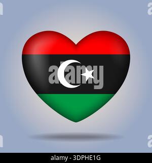 Libya flag heart button Isolated on color gradient background Stock Vector