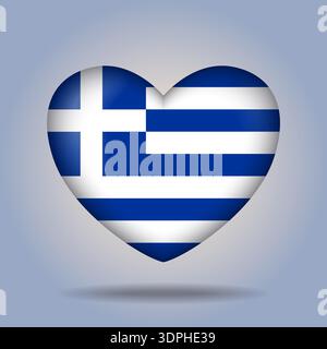 Greece flag heart button Isolated on color gradient background Stock Vector