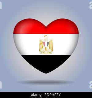 EGYPT flag heart button Isolated on color gradient background Stock Vector