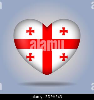 Georgia Republicflag heart button Isolated on color gradient background Stock Vector