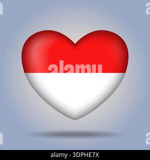Indonesia flag heart button Isolated on color gradient background Stock Vector