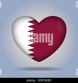 Qatar flag heart button Isolated on color gradient background Stock Vector