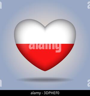 Poland flag heart button Isolated on color gradient background Stock Vector