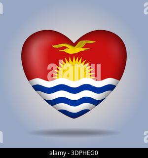 Kiribati flag heart button Isolated on color gradient background Stock Vector