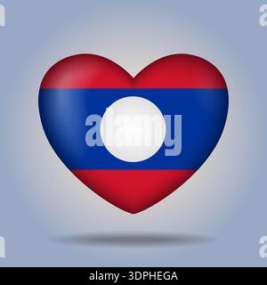 Laos flag heart button Isolated on color gradient background Stock Vector