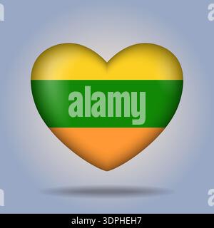 Lithuanian flag heart button Isolated on color gradient background Stock Vector