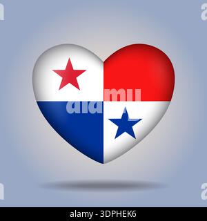 Panama flag heart button Isolated on color gradient background Stock Vector