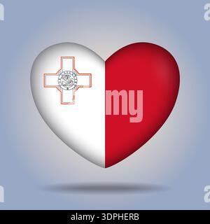 Malta flag heart button Isolated on color gradient background Stock Vector