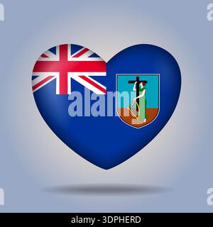 Montserrat flag heart button Isolated on color gradient background Stock Vector